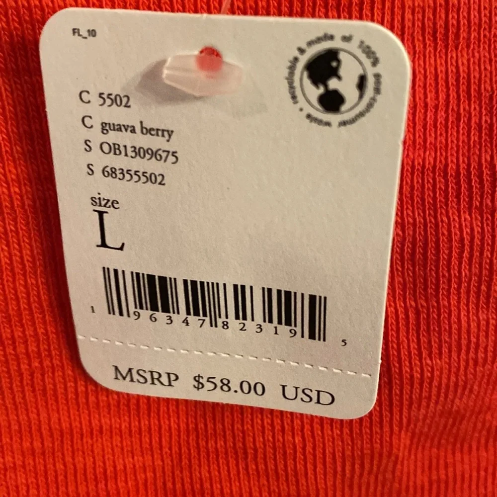 Free People Guave Berry ( Orange ) Crop Top w Ruched Sides, Size: Large, NWT - Picture 7 of 7